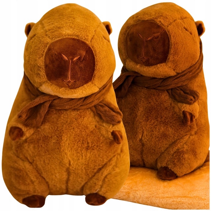 MASKOTKA PODUSZKA KAPIBARA Z SZALIKIEM DUŻY PLUSZAK Z KOCYKIEM 3w1