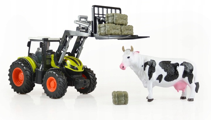 TRAKTOR ZDALNIE STEROWANY Z PRZYCZEPĄ 4W1 AKCESORIA ZESTAWS