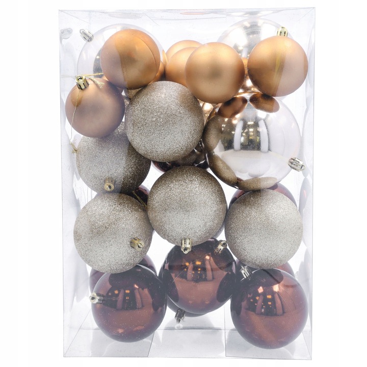 Bombki choinkowe plastikowe na choinkę brązowe różne rozmiary 26 sztuk