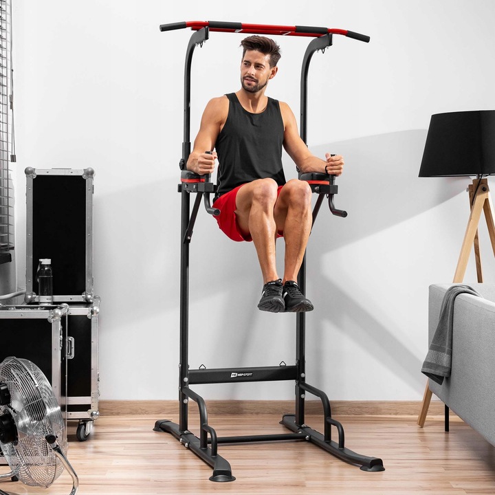 Poręcze do ćwiczeń mięśni brzucha z drążkiem i ekspanderami Hop Sport mocne