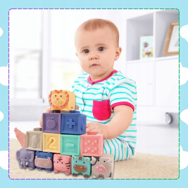 Miękkie kreatywne klocki sensoryczne dla niemowląt dzieci funkcja gryzaka