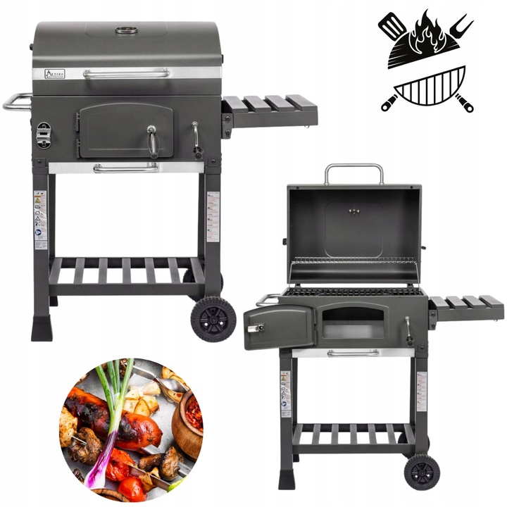 Grill Węglowy Activa Angular Mastercook z Żeliwnym Rusztem 57,5 x 42 cm
