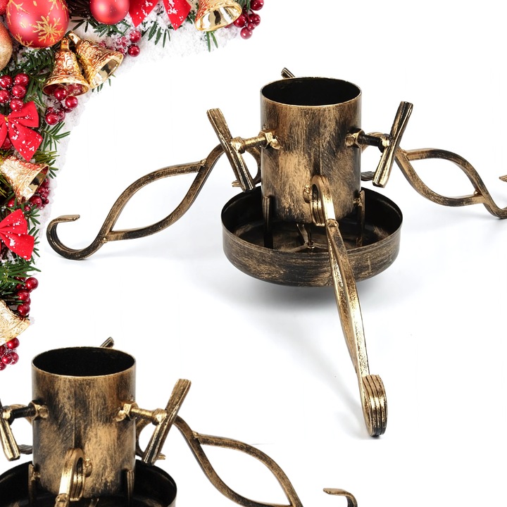 STOJAK POD CHOINKĘ CHOINKOWY CHOINKA LOFT DUŻY METALOWY MISA NA WODĘ ZŁOTY