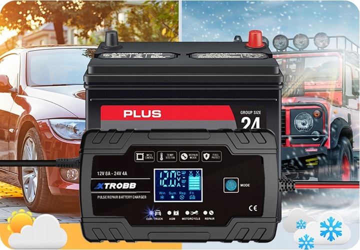 PROSTOWNIK AUTOMATYCZNY Z FUNCJĄ NAPRAWY 12V 24V LED ŁADOWARKA AKUMULATORÓW