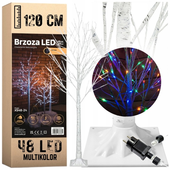 Brzoza led 120cm 48led multikolor drzewko dekoracja bożenarodzenie kolorowy