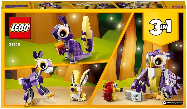 LEGO 31125 ZWIERZĘTA 3w1 SOWA WIEWIÓRKA KRÓLIK JEŻ