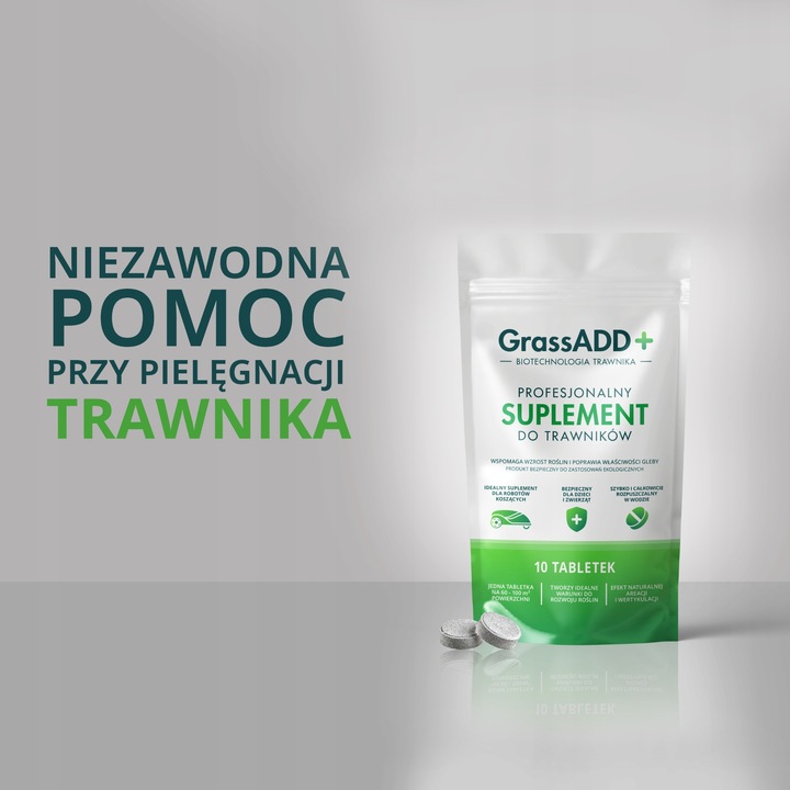 TABLETKI do TRAWNIKA HUMUS bakterie glebowe GrassADD+ do ROBOTA koszącego