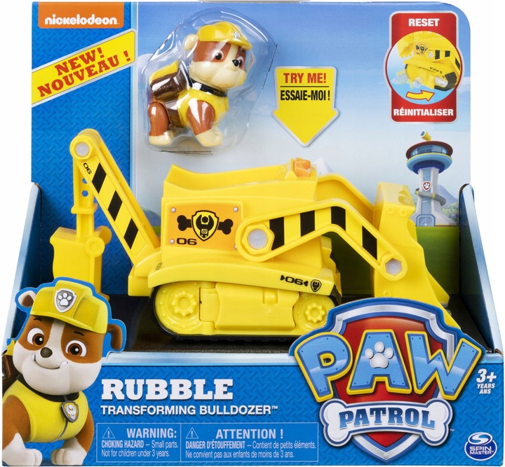 PSI PATROL RUBBLE SPYCHACZ SPIN MASTER ZESTAW FIGURKA+POJAZD TRANSFORMUJĄCY