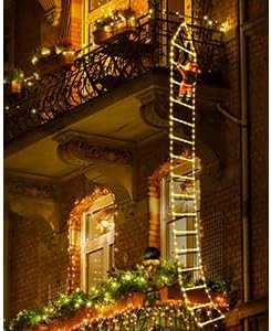 ŁAŃCUCH ŚWIETLNY LED ŚW MIKOŁAJ NA DRABINIE 3 METRY DEKORACJA ŚWIĄTECZNA