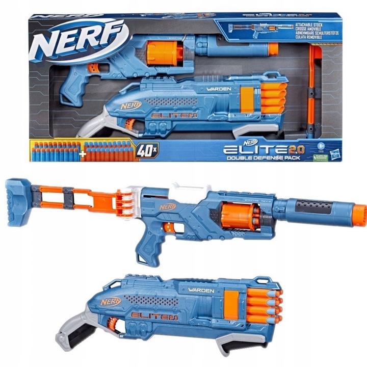 NERF ELITE 2. 0 WYRZUTNIA DOUBLE DEFENSE PACK F5033 NERF