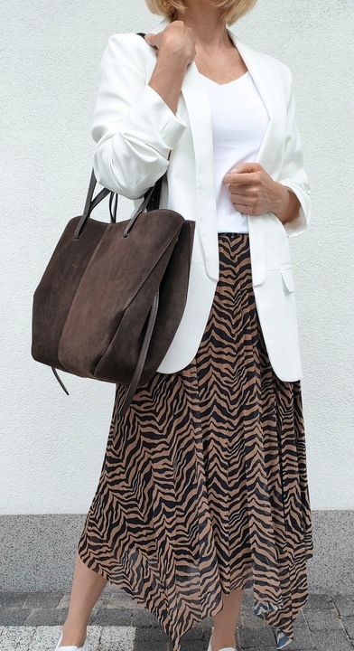 Torebka shopper zamszowa Vera Pelle - brązowa czekolada