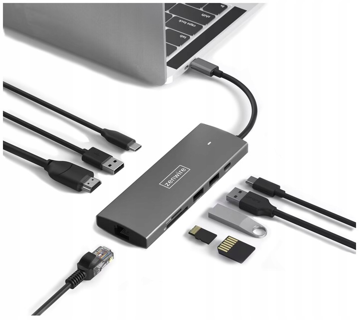 HUB USB-C Przejściówka ADAPTER 9w1 HDMI Gigabit Ethernet Macbook Pro Air M3