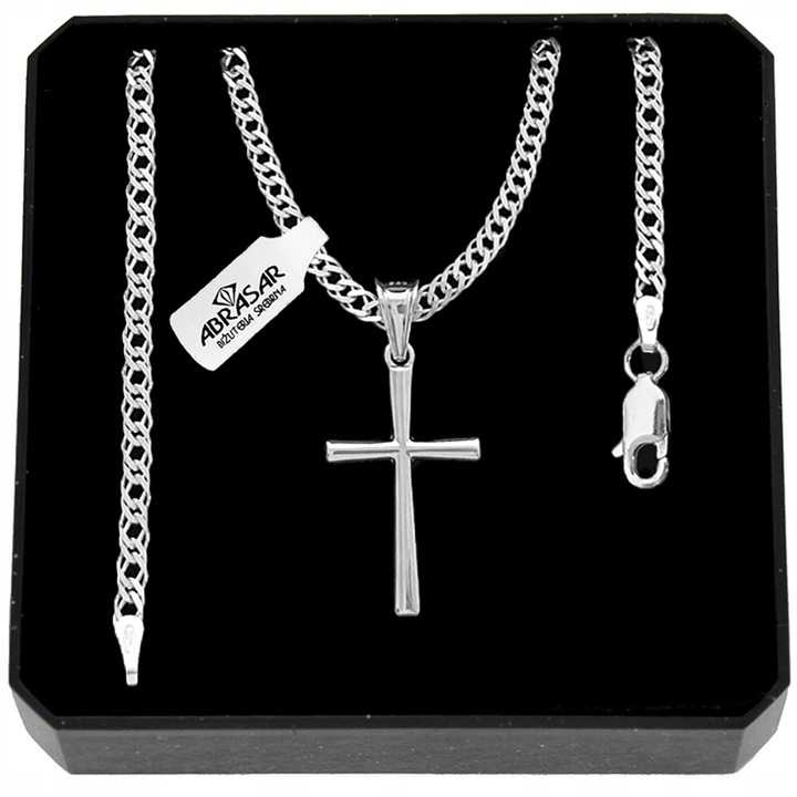 SREBRNY ŁAŃCUSZEK MĘSKI ROMBO I KRZYŻYK 030/60 ZESTAW IDEALNY NA PREZENT