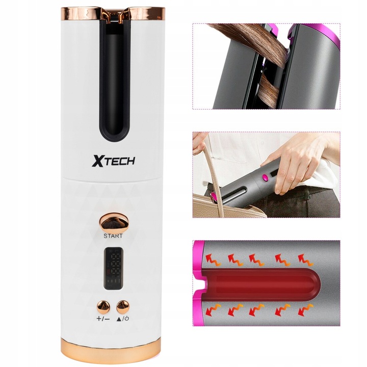 LOKÓWKA DO WŁOSÓW AUTOMATYCZNA CERAMICZNA LCD CURL BIAŁA XTECH