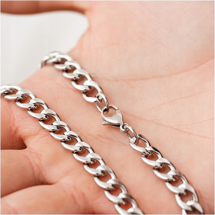 Łańcuszek stal chirurgiczna męski naszyjnik splot pancerka 55cm BLINGART