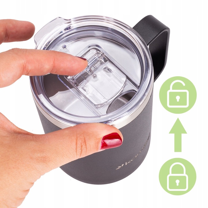 KUBEK TERMICZNY stalowy TERMOS do kawy herbaty z uchwytem KAMILLE 360ml