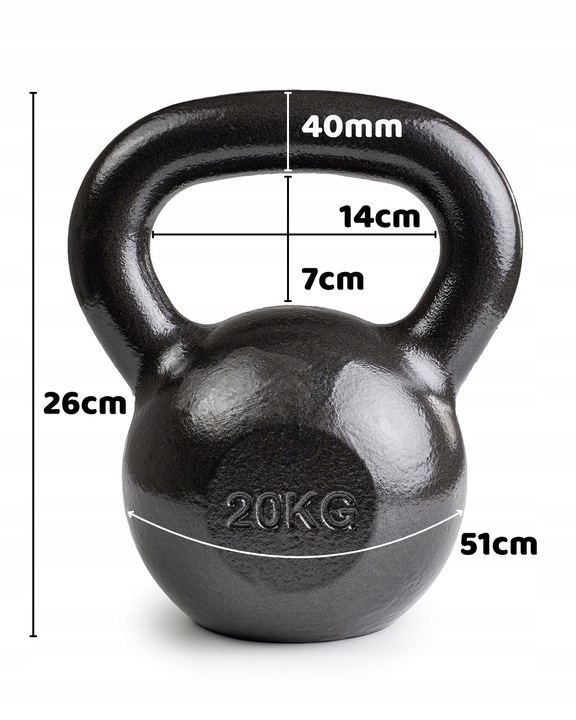 KETTLEBELL ODWAŻNIK DO ĆWICZEŃ KETTLE HANTLA HANTEL ŻELIWNY FITNESS 20KG