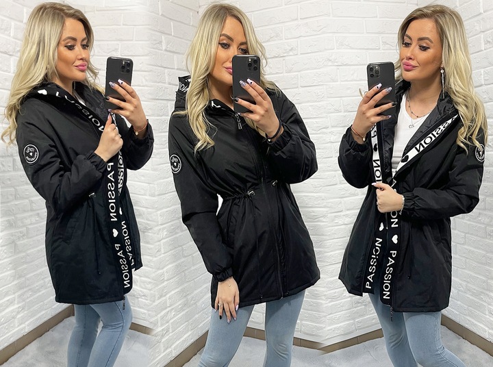 ASYMETRYCZNA PARKA kurtka Z KAPTUREM 4 KOLORY XS