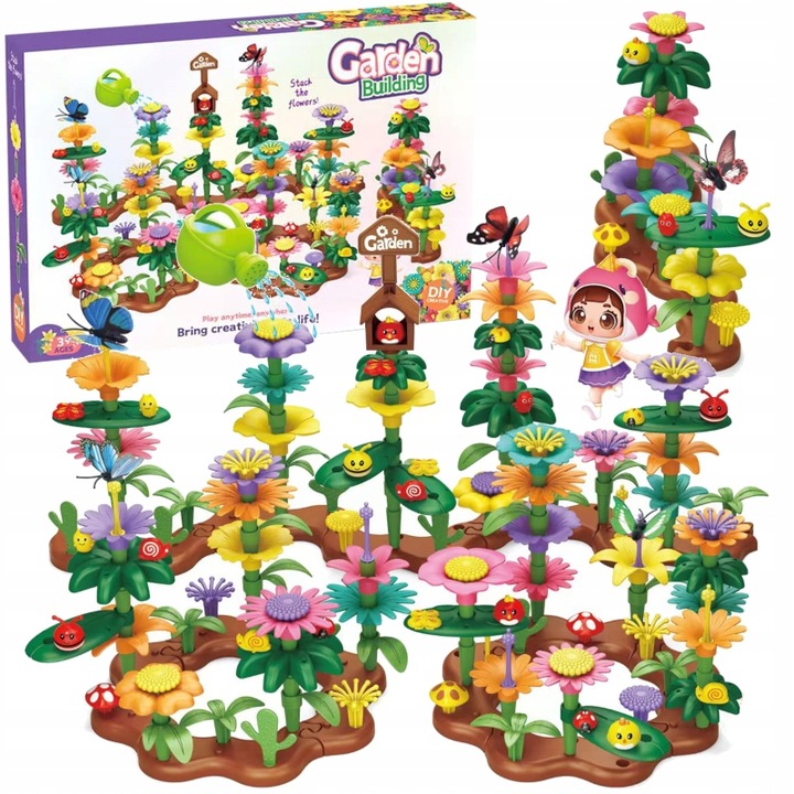 KLOCKI KONSTRUKCYJNE KWIATY 272 ELEMENTY KREATYWNY ZESTAW W PUDEŁKU PREZENT