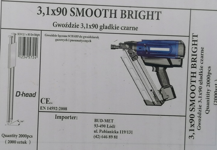 Gwoździe do gwoździarki 3,1x90 SCHARF