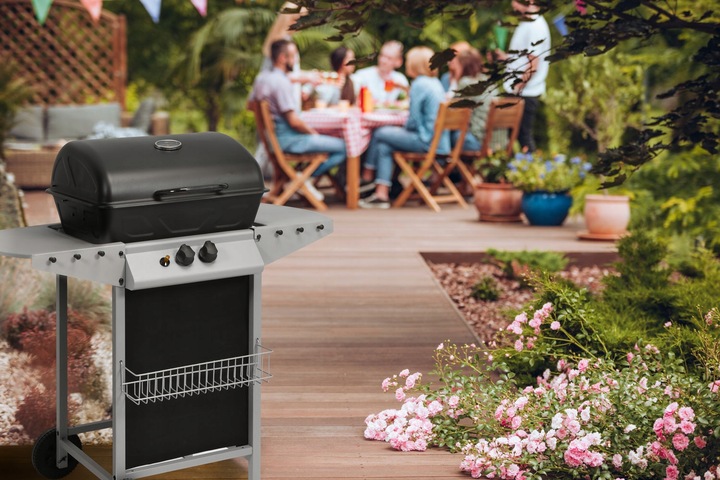 GRILL GAZOWY OGRODOWY BAVEN 2 PALNIKI, 5,5KW Z POKRYWĄ Z TERMOMETREM LUND