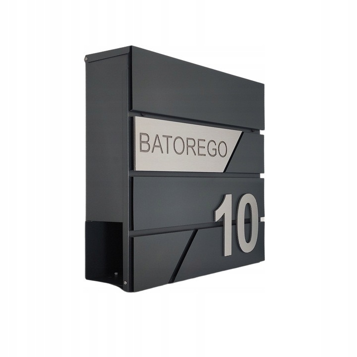 SKRZYNKA POCZTOWA NA LISTY Z ADRESEM NUMER DOMU WZORY DUŻA CZARNA RAL 9005