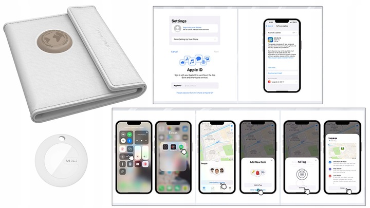 Lokalizator GPS MILI portfel podróżny z lokalizatorem MiTag APPLE IOS