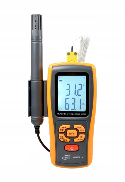 HIGROMETR WILGOTNOŚCIOMIERZ MIERNIK WILGOTNOŚCI TEMPERATUR POWIETRZA BT LCD
