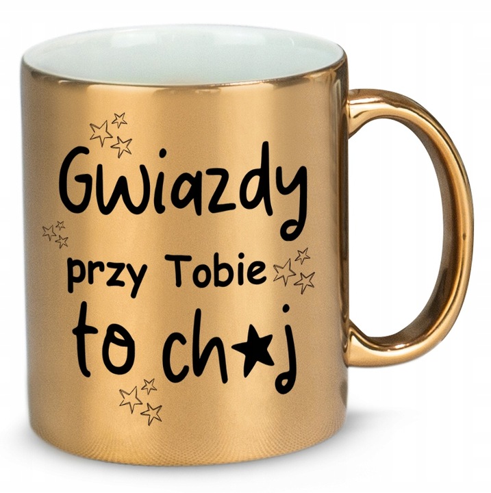 KUBEK ZŁOTY NA PREZENT WALENTYNKOWY PRZY TOBIE GWIAZDY DZIEŃ KOBIET