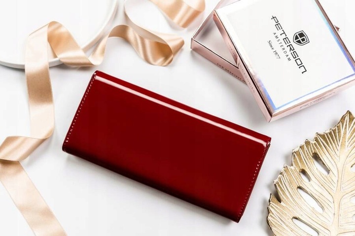 Portfel damski duży RFID na zatrzask pojemny na karty dokumenty PETERSON