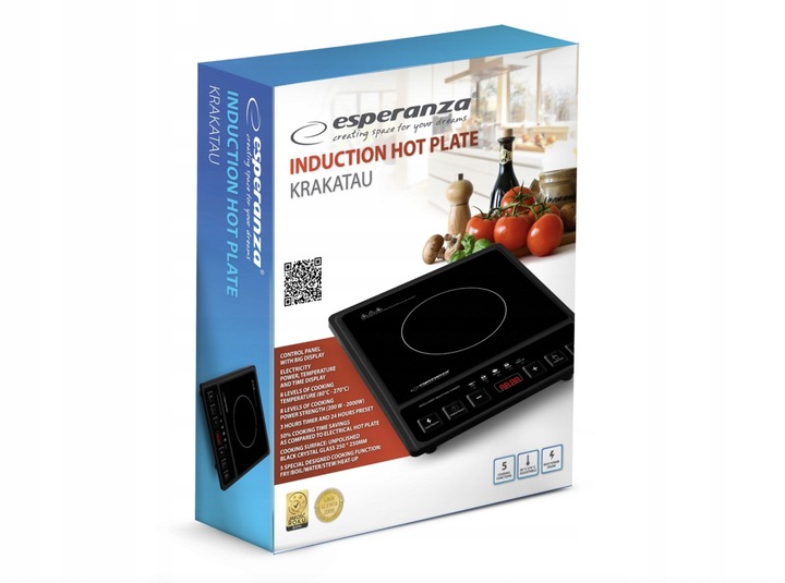 PŁYTA INDUKCYJNA KUCHENKA ELEKTRYCZNA 2000W TIMER 80°C~270°C 5 PROGRAMÓW