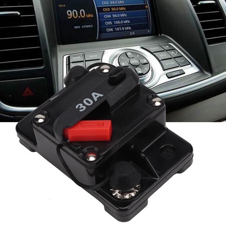 12V 30A UCHWYT BEZPIECZNIKA RESETOWALNEGO CAR AUDIO WYŁĄCZNIK AUTOMATYCZNY