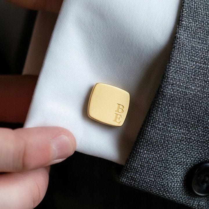 Złote spinki do mankietów z grawerem ZaNa Design