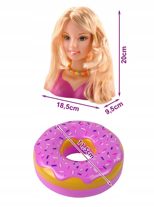 LALKA GŁÓWKA głowa lalki do czesania układania fryzur i malowania makijażu