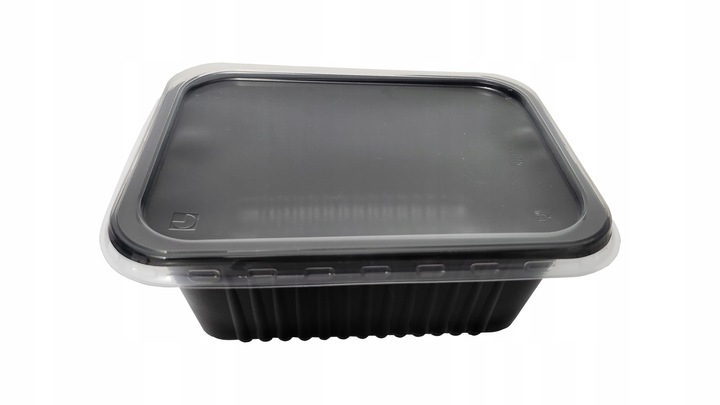 Pojemnik PP czarny do sałatek surówek dań gorących 1400ml z wieczkiem 40szt