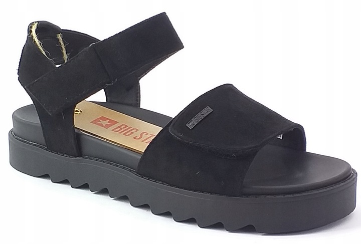 SANDAŁY DAMSKIE NA PLATFORMIE EKO ZAMSZ BIG STAR NN274700 CZARNE 39