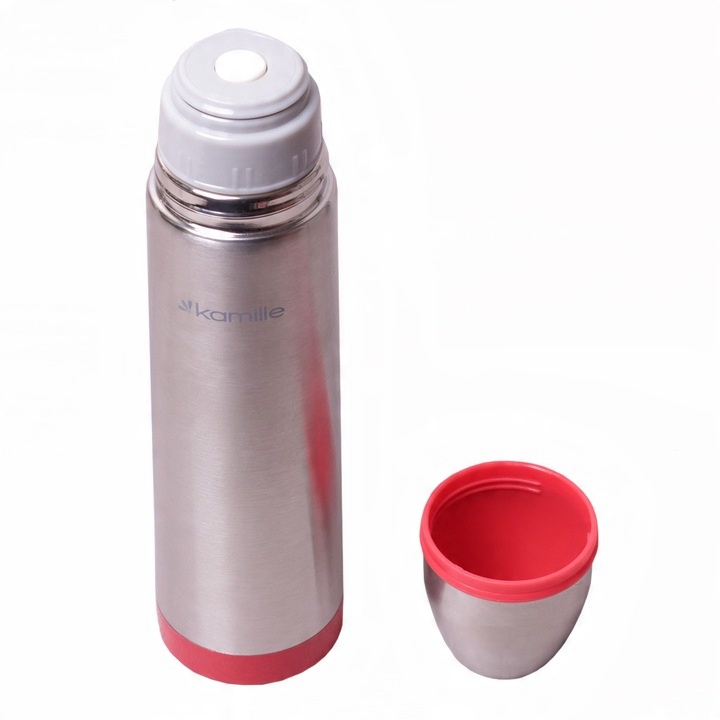 KUBEK TERMICZNY TERMOS STALOWY 100% SCZELNY pojemny bidon KAMILLE 1l