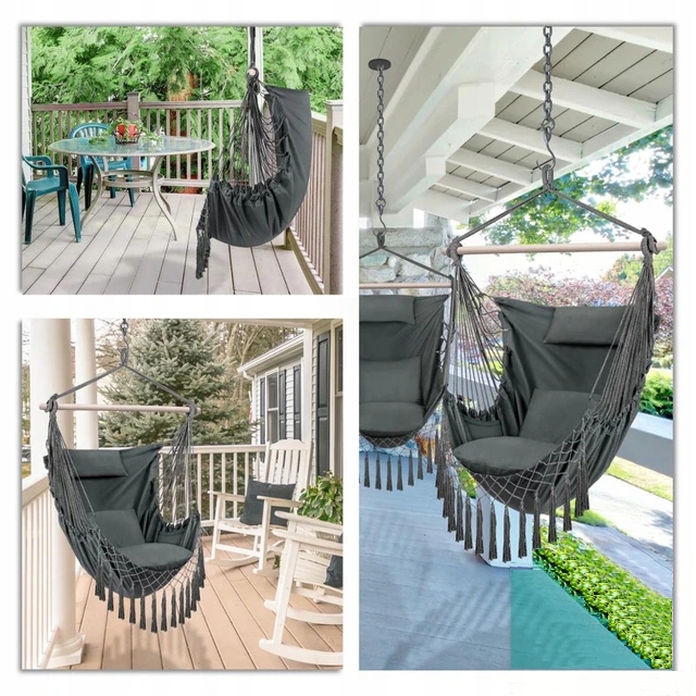 HAMAK HUŚTAWKA KRZESŁO BRAZYLIJSKIE FOTEL WISZĄCY XXL OGRODOWY BUJANY 150KG