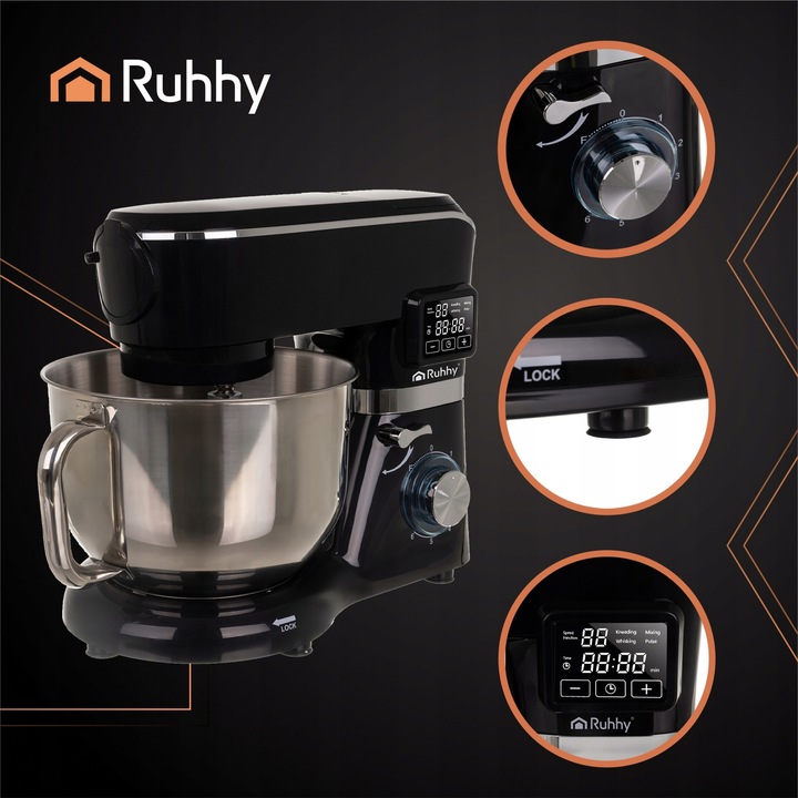 Robot Planetarny Kuchenny z Podgrzewaną Misą 6,2l Wielofunkcyjny Blender