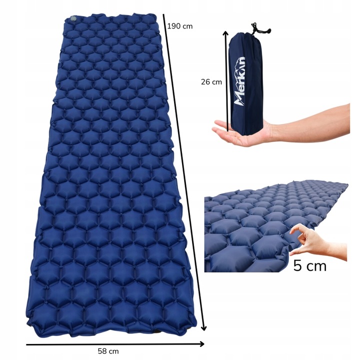 Mata Turystyczna Materac Łóżko Turystyczne Dmuchany do Spania190x58x5 cm