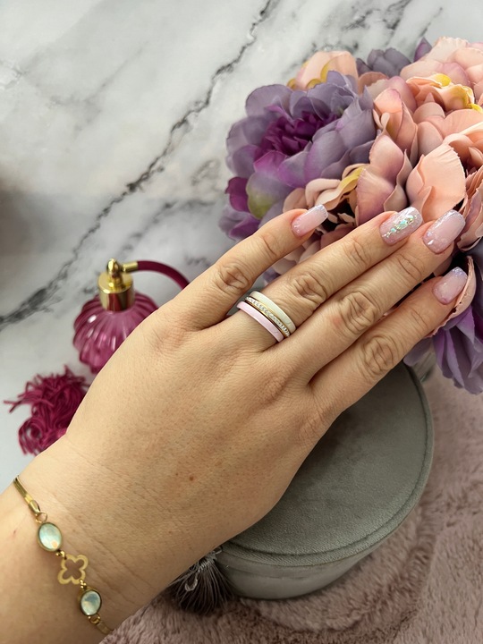 1520 Komplet 3 pierścionków ceramicznych CYRKONIE r 6/16mm sta