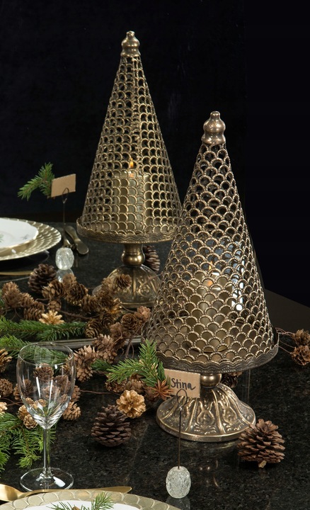 FIGURKA CHOINKA ZŁOTA ŚWIĄTECZNA 2 szt. ozdoba dekoracja na święta prezent