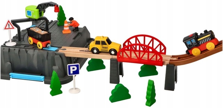 Woodyland Kolejka z elektryczną lokomotywą Zestaw ZESTAW KOLEJKOWY KOPALNIA