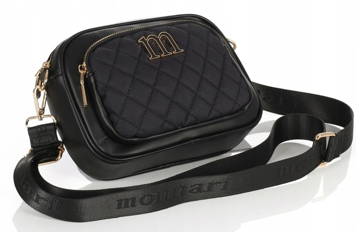 MONNARI Zgrabna pikowana czarna torebka listonoszka Regulowany pasek