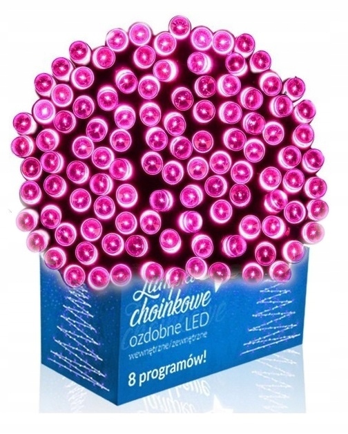 Lampki Choinkowe LED 500 Różowe 38 m IP44 Zewnętrzne Wewnętrzne 8 Trybów