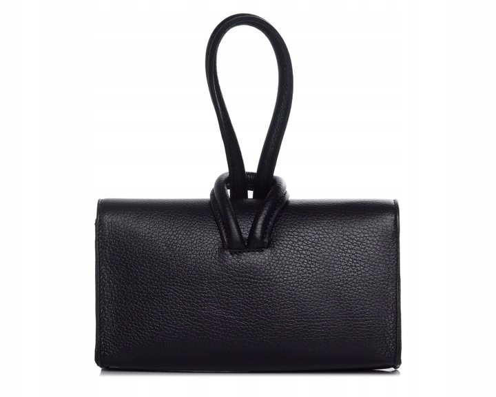 WŁOSKA SKÓRZANA KOPERTÓWKA TOREBKA WIZYTOWA SOLOME FLORA CZARNA WIECZOROWA