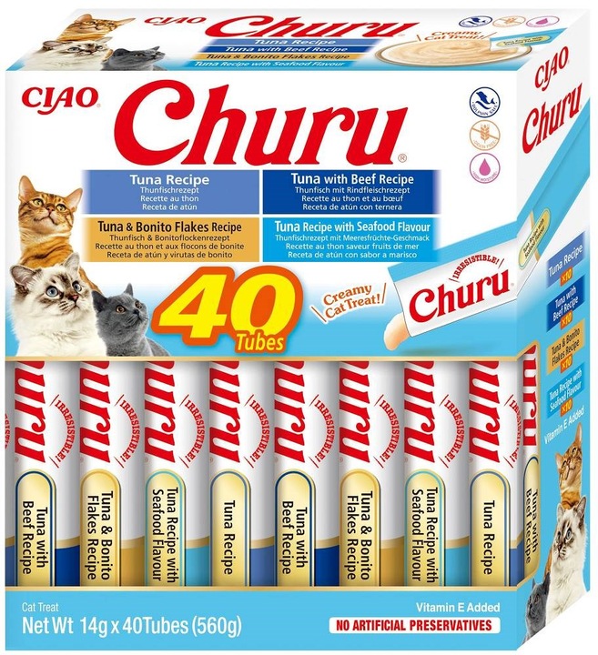 Przysmak dla kota INABA CAT CHURU VARIETIES TUNA 40x14g