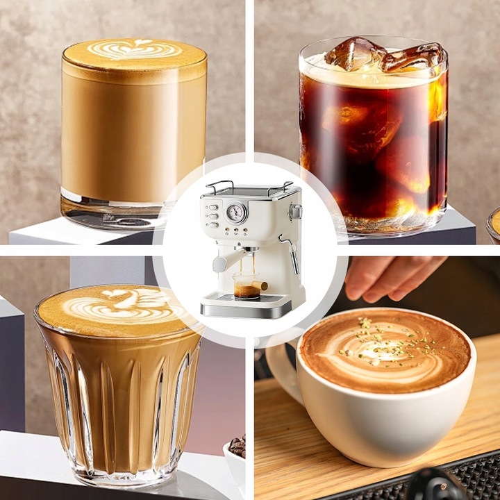 Ekspres do kawy Ciśnieniowy Automatyczny 20bar 1350W 1.5L +Spieniacz Mleka