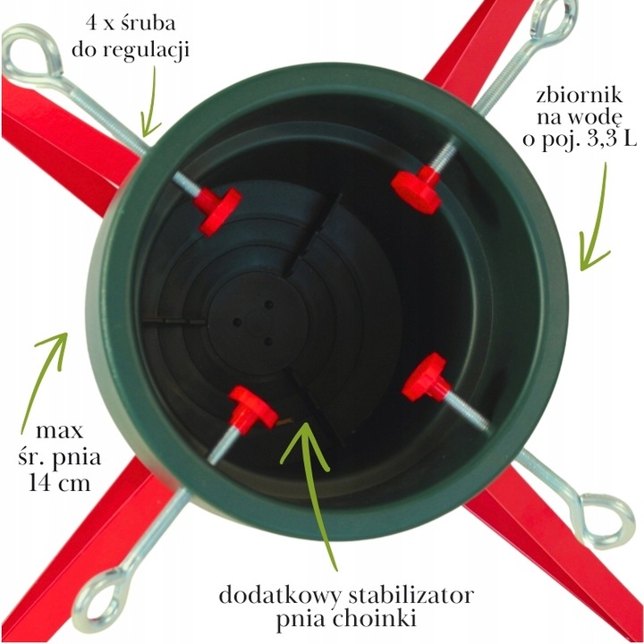 Stojak na choinkę DUŻY POJEMNIK NA WODĘ podstawka pod drzewko 2,5m STABILNY