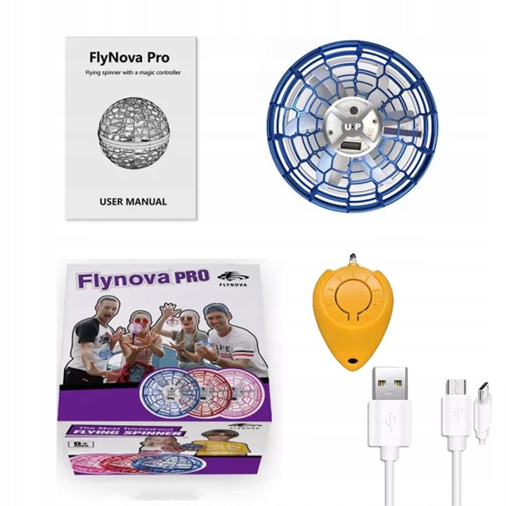 LATAJĄCY DYSK UFO MINI DRON PIŁKA KULA ŚWIECĄCA LED FLYNOVA SPINNER KULA